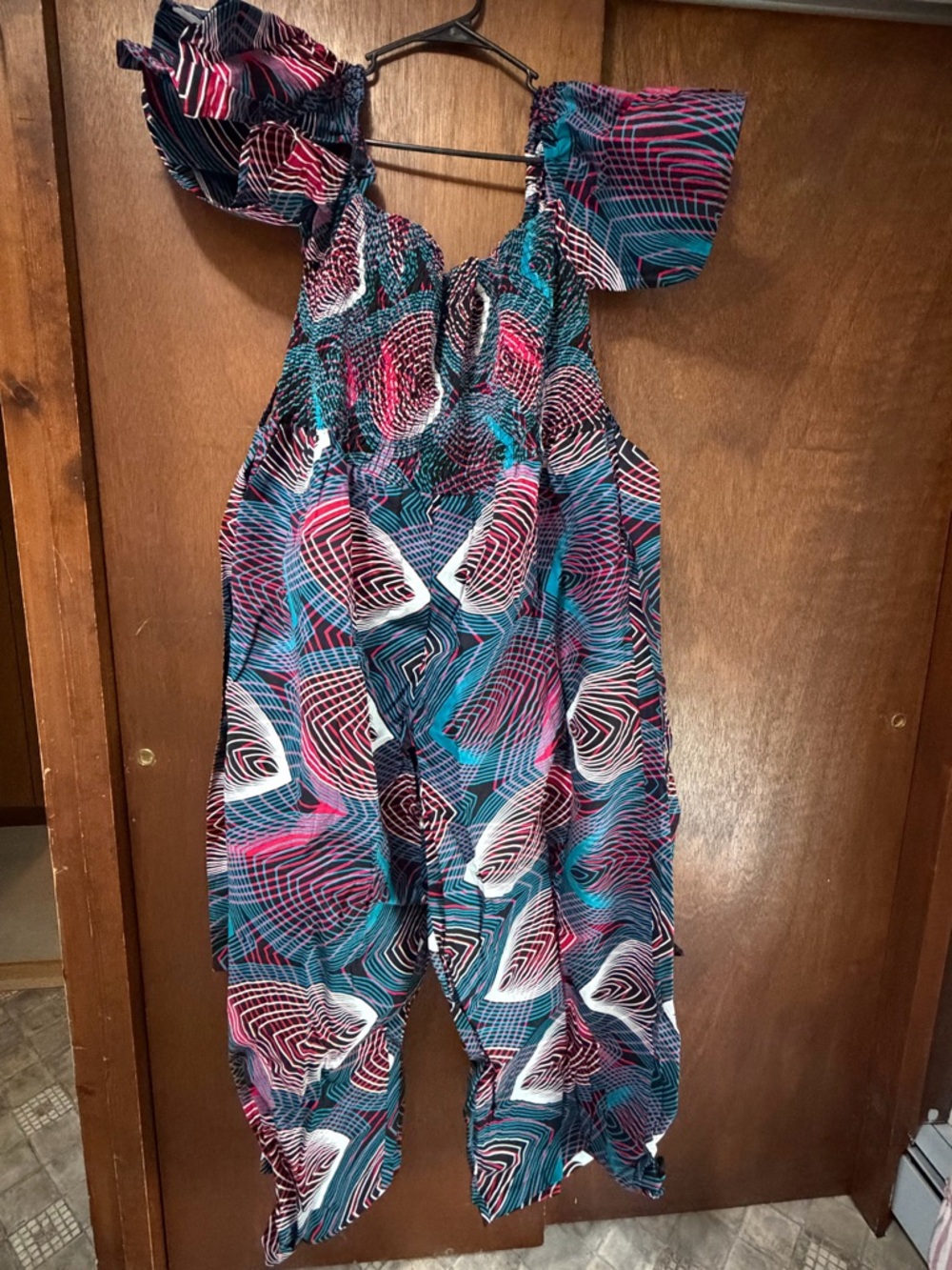 Women’s Multicolor Abstract Print Jumpsuit - Unbranded